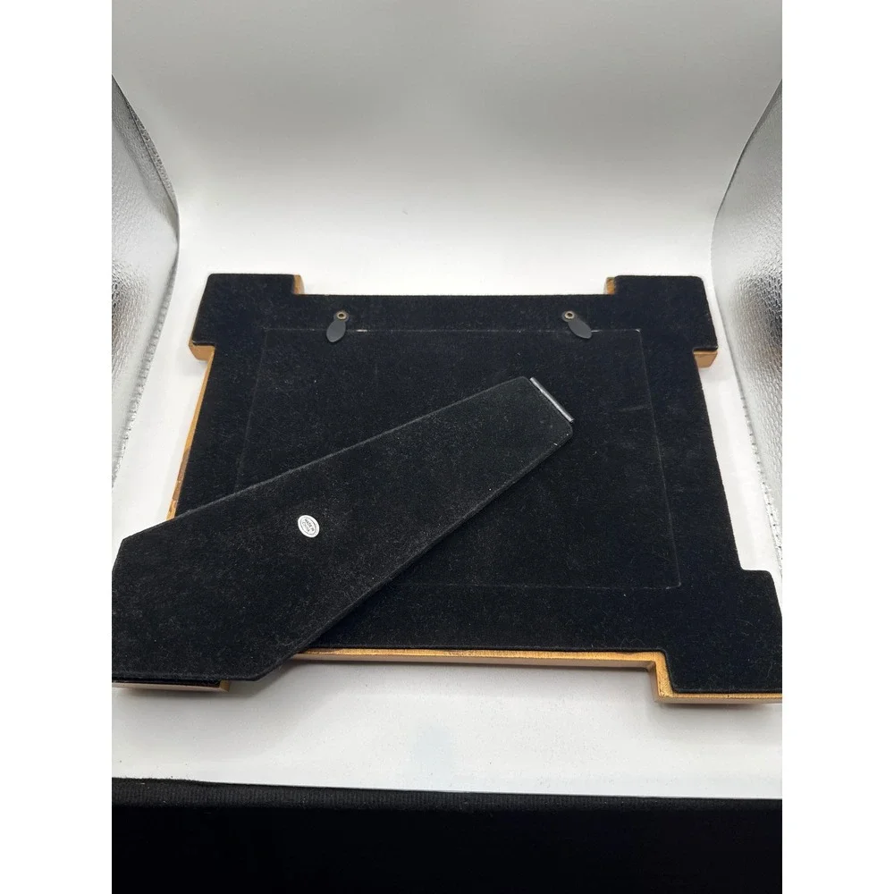 Vintage Black and Gold Regency Style Picture Frame with Rope Corner Accents